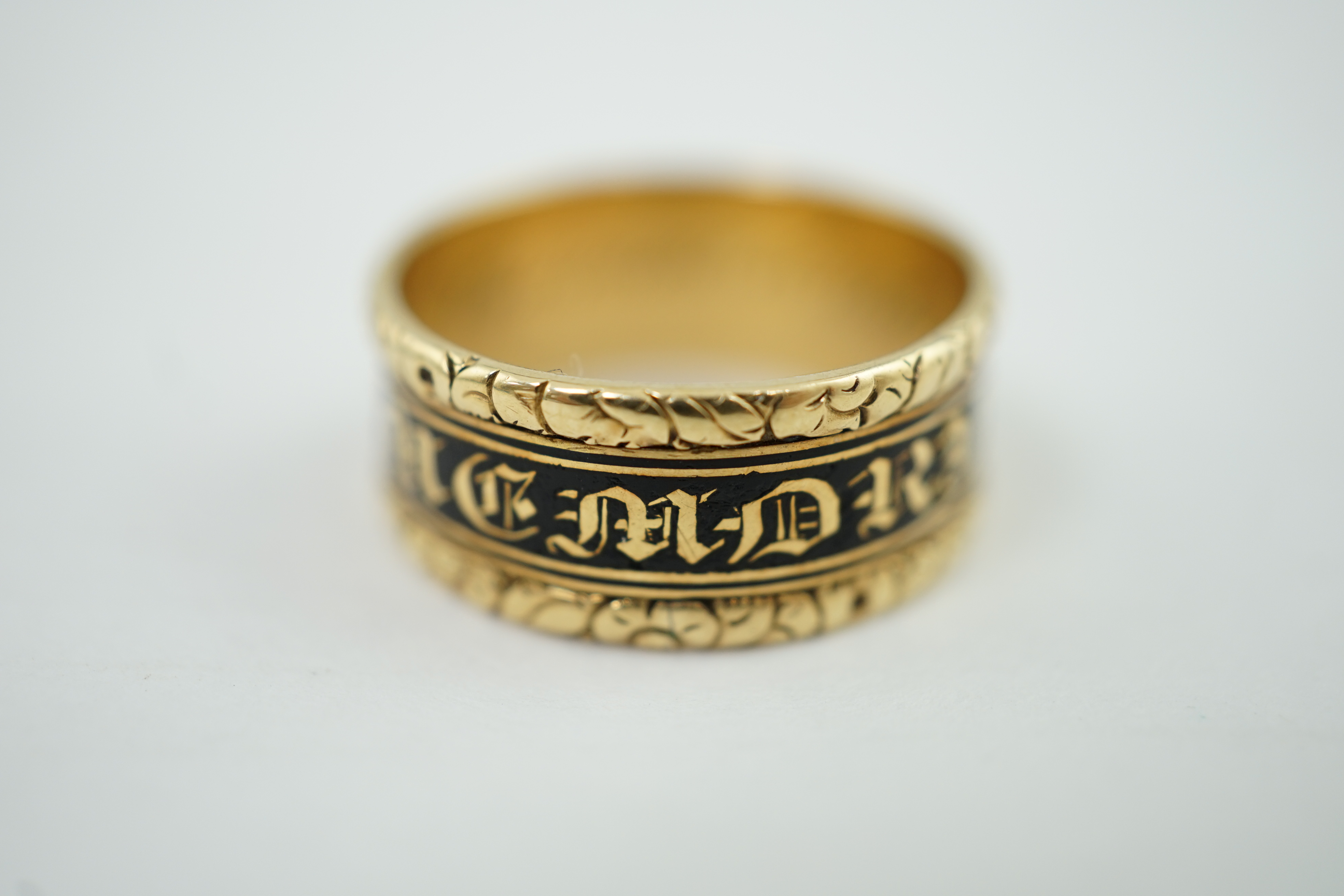 A George IV gold and black enamel mourning band